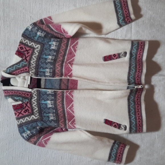 Artisan Made Llama Kids Knit Hoodie Sweater - Picture 7 of 8